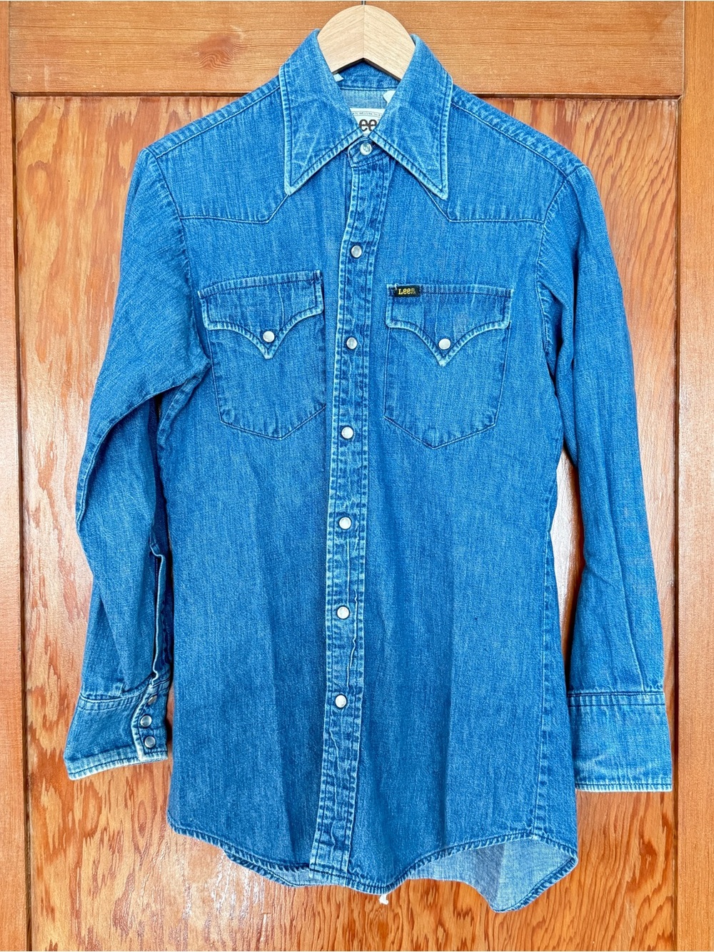 Vintage Lee western denim pearl snap shirt.
